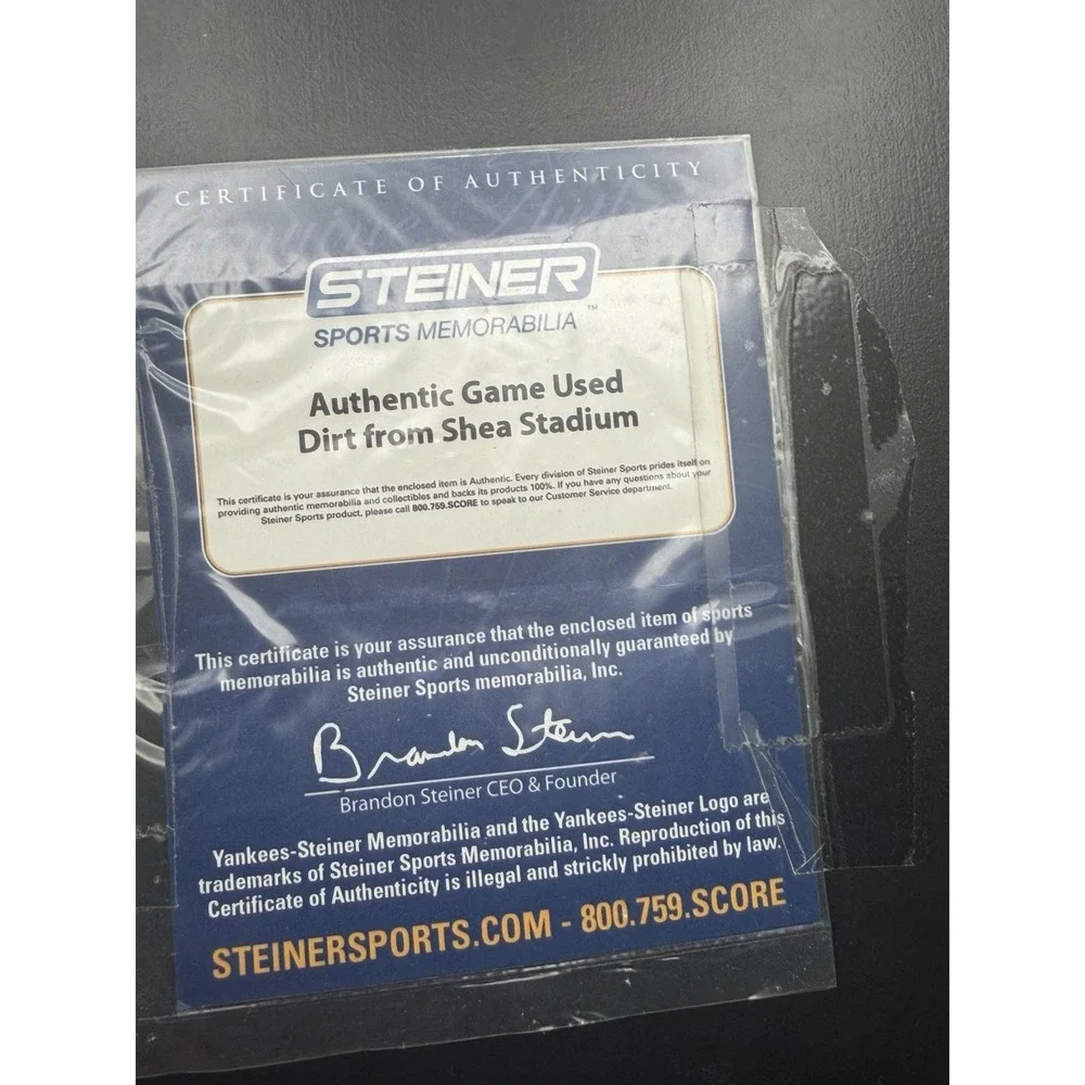 Steiner New York Mets Shea Stadium Game Used Dirt Plaque COA MLB Wall Display